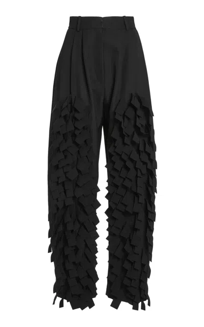 A.w.a.k.e. Tapered Rectangle Slit Knee Pants In Black