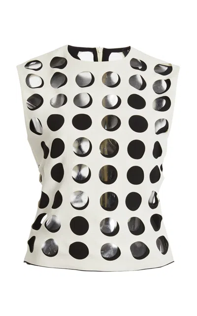 A.w.a.k.e. Top With Layered Holes In Black,white