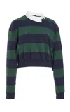 A.w.a.k.e. Organic Cotton Twisted-collar Rugby Shirt In Stripe