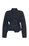 A.w.a.k.e. Twisted Denim Shirt In Dark Wash