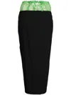 A.w.a.k.e. Two-tone Drawstring Midi Skirt In 黑色