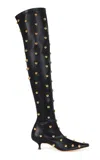 A.w.a.k.e. Veronica Borchie Over-the-knee Studded Faux Stretch Leather Boots In Black