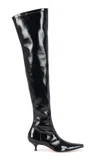 A.w.a.k.e. Veronica Over-the-knee Stretch Patent Leather Boots In Black