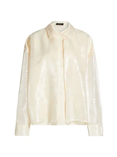 A.w.a.k.e. A.w.a.k.e Mode Sequin-embellished Layered Shirt In Ivory