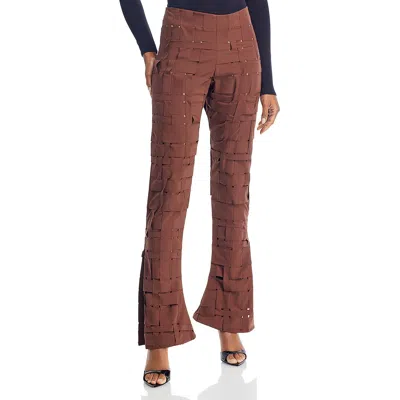 A.w.a.k.e. Womens High Rise Split Hem Straight Leg Pants In Brown