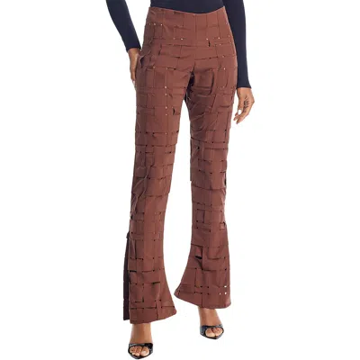 A.w.a.k.e. Woven Slit Hem Pants In Brown