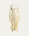 A.w.a.k.e. A. W.a. K.e. Mode Satin Wrap-around Pleated Dress In Ivory