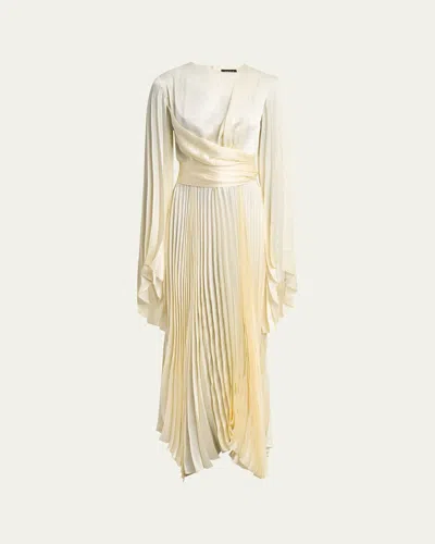A.W.A.K.E. WRAP-AROUND PLEATED SATIN DRESS