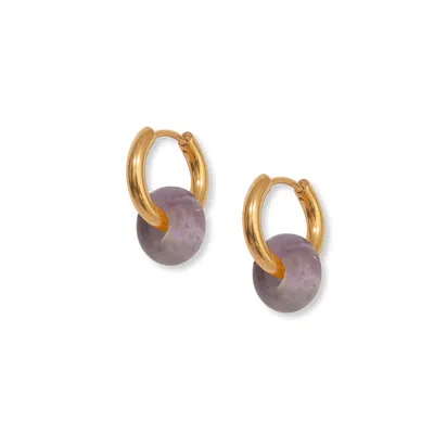 A Weathered Penny Women's Amethyst Hoops - Gold