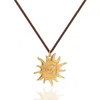 A Weathered Penny Women's Brown / Gold Gold Solar Necklace - Dark Brown Cord