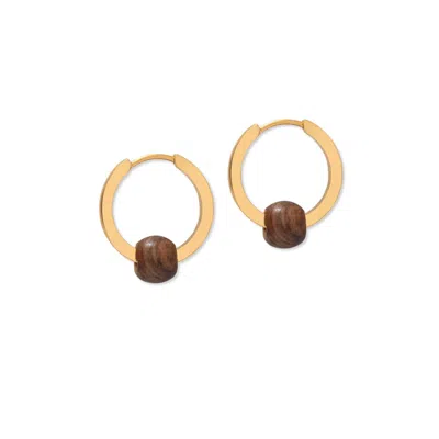 A Weathered Penny Women's Brown / Gold Gold Wooden Hoops In Multi