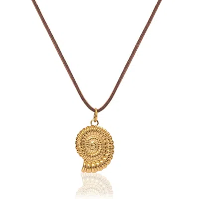 A Weathered Penny Women's Brown / Gold Suri Cord Necklace ~ Brown Cord