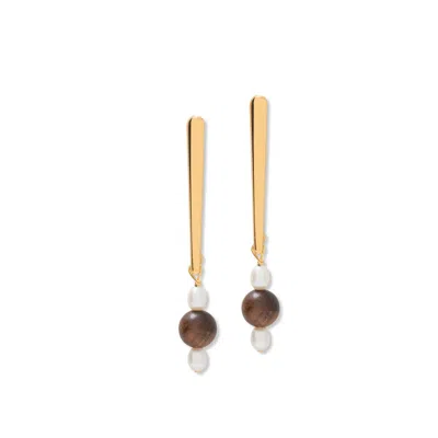 A Weathered Penny Women's Gold / Brown Gold Pearl & Wood Studs