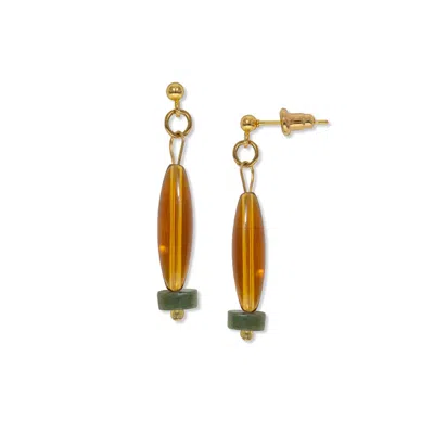A Weathered Penny Women's Gold / Orange / Green Autumn Studs In Gold/orange/green