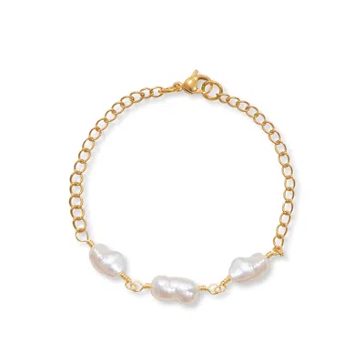 A WEATHERED PENNY WOMEN'S GOLD PEARL BRACELET