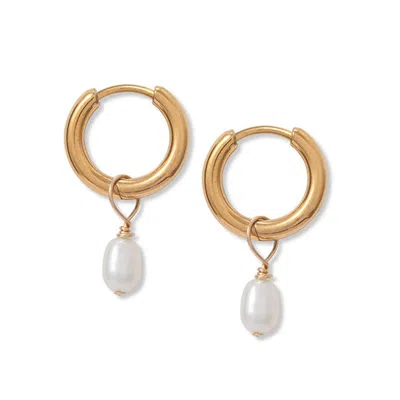 A Weathered Penny Women's Gold / White Gold Tiny Pearl Hoops