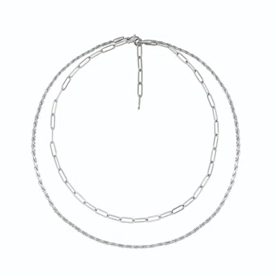 A Weathered Penny Women's Layered Chain Necklace Silver In Gold