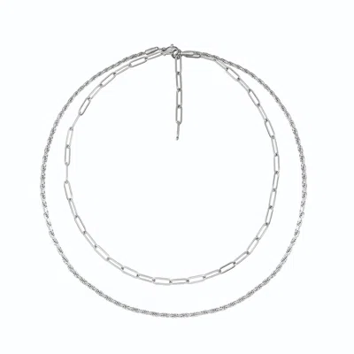A Weathered Penny Women's Layered Chain Necklace Silver In White