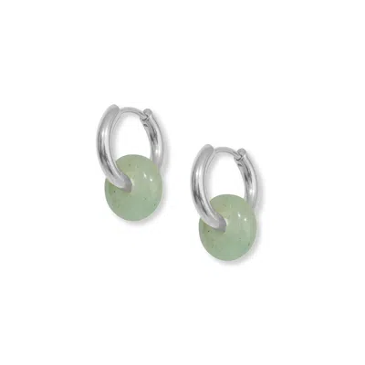 A Weathered Penny Women's Mint Agate Hoops - Silver In Metallic