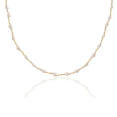 A Weathered Penny Women's Neutrals Tiny Pearl Necklace In Gold