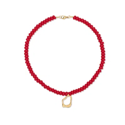 A Weathered Penny Women's Red / Gold Kari Beaded Necklace ~ Red