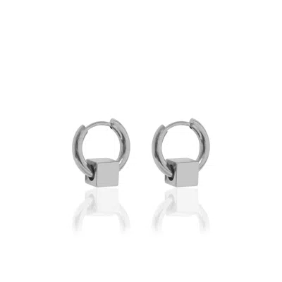 A Weathered Penny Women's Silver Cube Huggies
