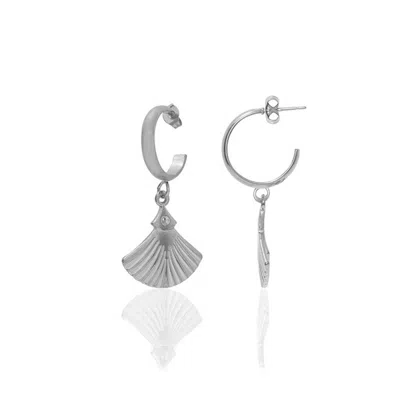 A Weathered Penny Women's Silver Ginkgo Drop Hoops