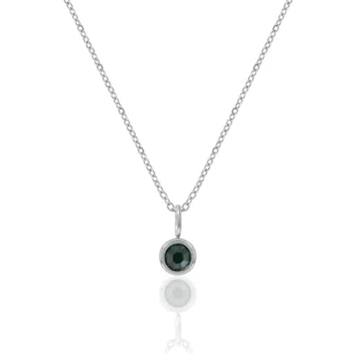A Weathered Penny Women's Silver / Green Silver Birthstone Necklace - May In Silver/green