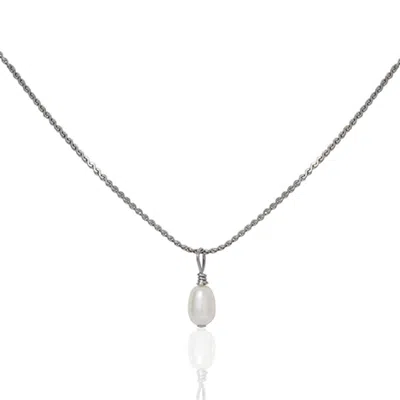 A Weathered Penny Women's Silver Pearl Droplet Necklace In Metallic
