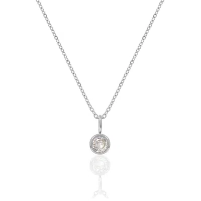 A Weathered Penny Women's Silver / White Silver Birthstone Necklace - April In Metallic