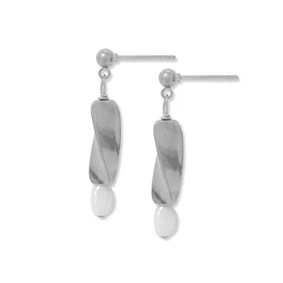 A Weathered Penny Women's Silver / White Silver Sierra Pearl Studs In Gray