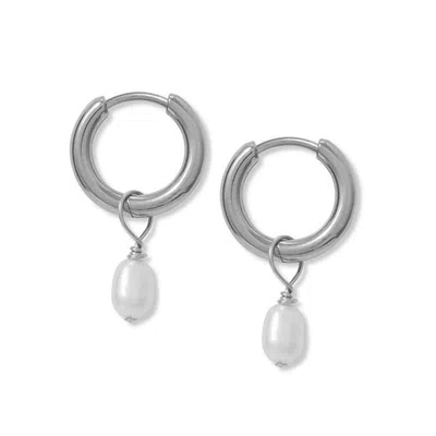 A Weathered Penny Women's Silver / White Silver Tiny Pearl Hoops