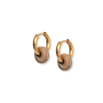 A Weathered Penny Women's Stone Hoops - Gold