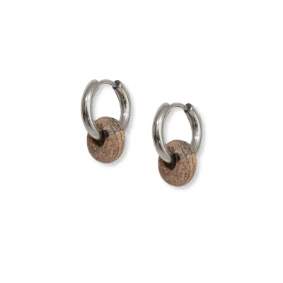 A Weathered Penny Women's Stone Hoops - Silver In Brown