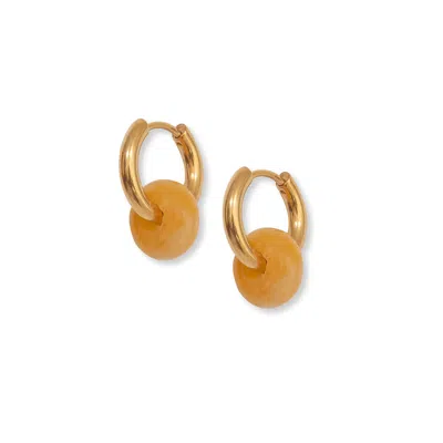 A Weathered Penny Women's Yellow Jade Agate Hoops - Gold In Orange