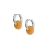 A Weathered Penny Women's Yellow Jade Agate Hoops- Silver In Orange