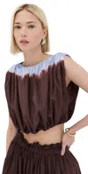 A.l.c Nell Sleeveless Tie-dye Crop Top In Sky Blue/fudge
