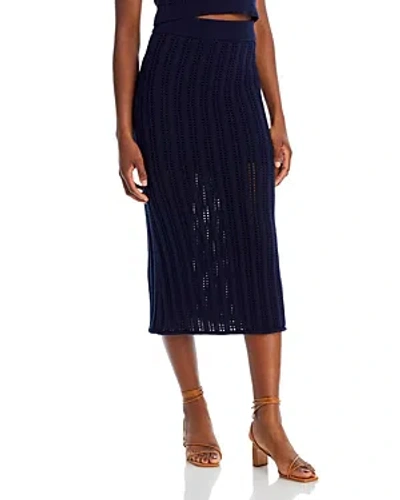 A.l.c Aurora Open Knit Midi Skirt In Navy