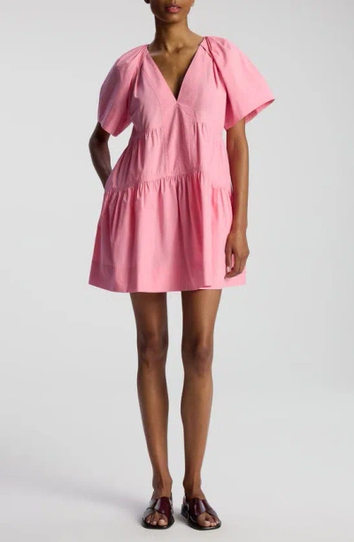 A.l.c Camila Short-oversized Sleeve Tiered Mini Dress In Light Grap
