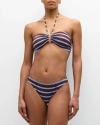 A.L.C ELLA STRIPED HALTER BIKINI TOP