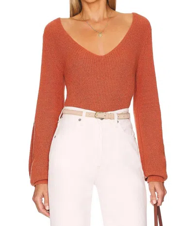 A.L.C KIMBY RIBBED KNIT SWEATER IN BURNT TERRACOTTA