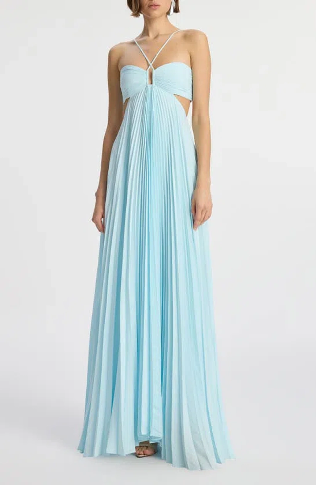 moira pleated halter maxi dress A.l.c In Aqua The America