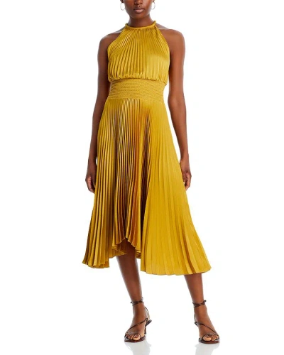 A.l.c Renzo Ii Pleated Halter Dress In Yellow