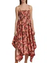 A.L.C WOMEN ADRIANA CUT OUT SMOCKED ASYMMETRIC MAXI DRESS