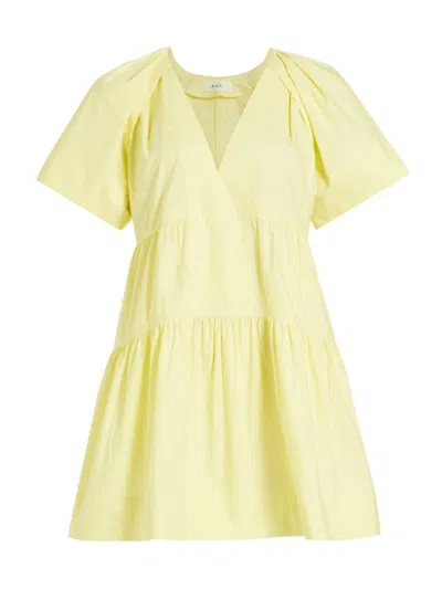 A.l.c Camila Short-oversized Sleeve Tiered Mini Dress In Canary