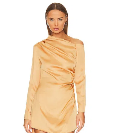 A.l.c Women's Jamie Tawny Gold Side Ruched Long Sleeve Mini Dress In Yellow