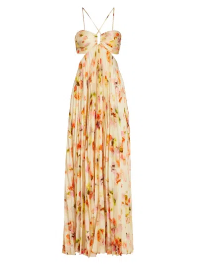 A.l.c Moira Floral Cut-out Halter Maxi Dress In Pale Peach Multi