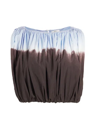 A.L.C WOMEN'S NELL SHIRRED DIP-DYED COTTON CROP TOP