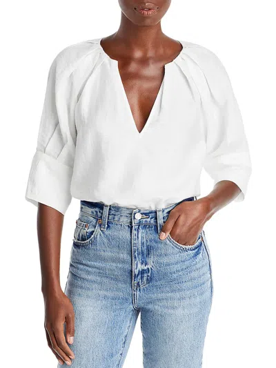 A.l.c Womens Textured Pleated Collar Blouse In White