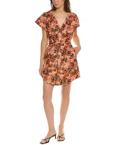 A.l.c Alice Printed V-neck Mini Dress In Orange Rose Multi